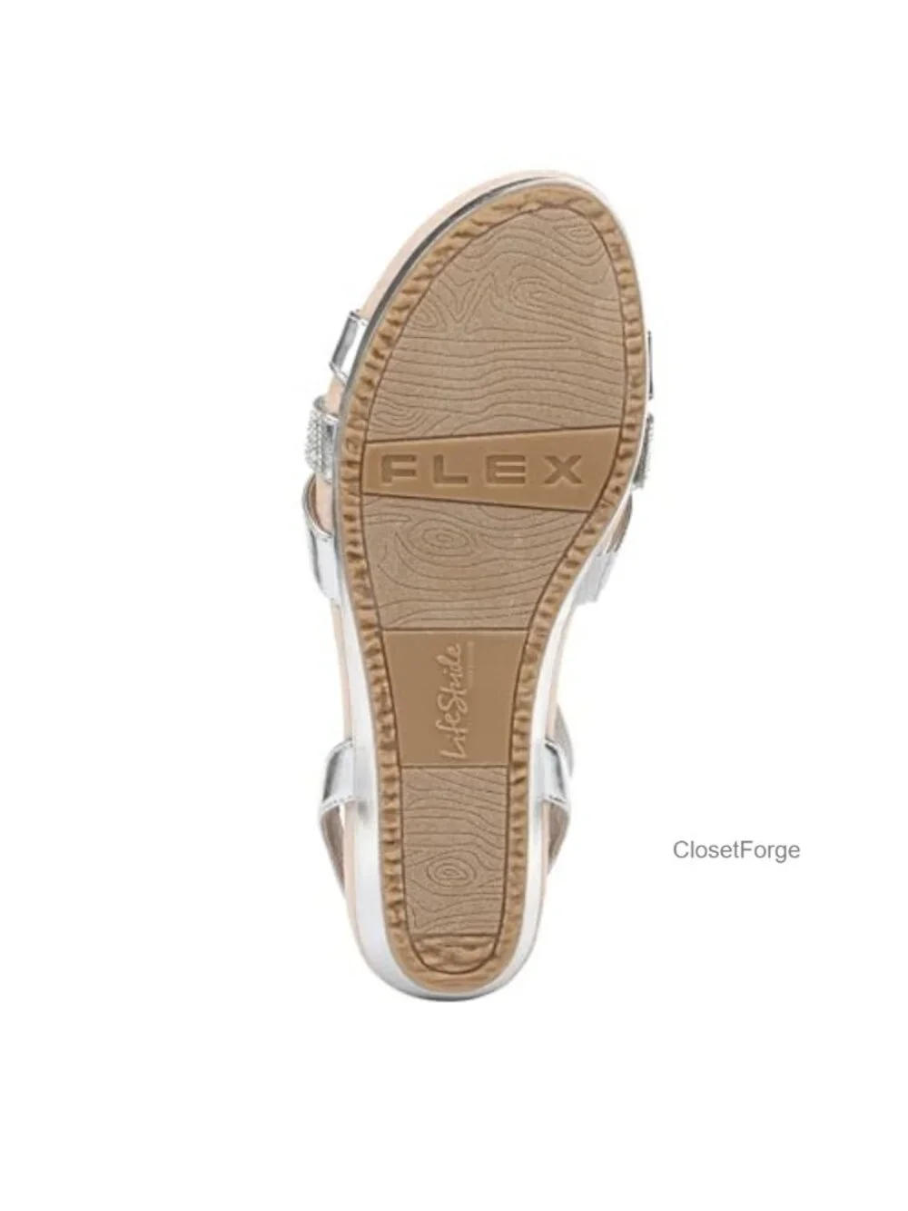 Women's Wedge Sandals with Rhinestone Straps, Cushioned Footbed, Slip-On